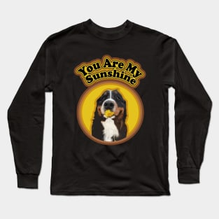 Funny Bernese Mountain Dog with Cute Flower and Sunshine Long Sleeve T-Shirt